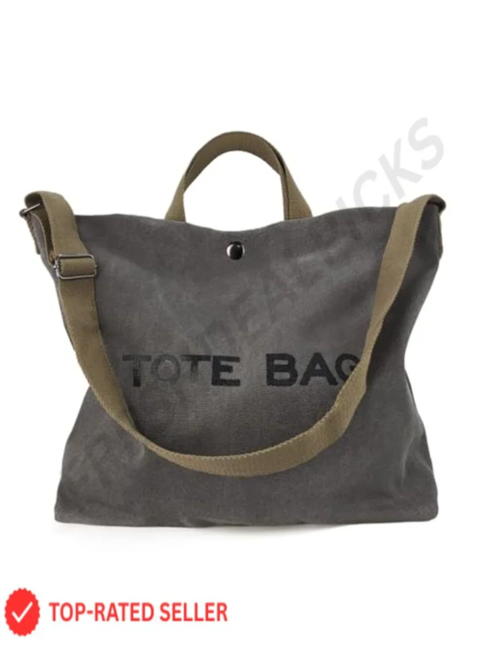 Canvas Tote Bag Large Capacity Shoulder Crossbody Handbag with Adjustable Strap